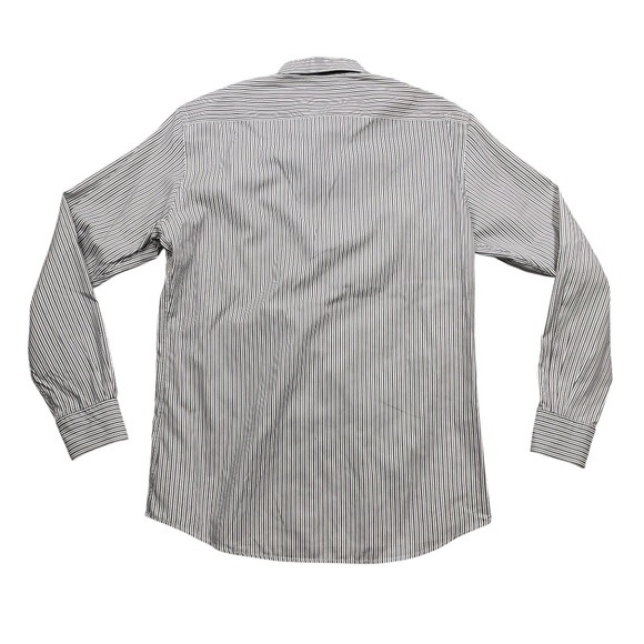 Ermenegildo Zegna Dress Shirt Large Grey Stripe Long Sleeve Button Up Pockets - Picture 4 of 4